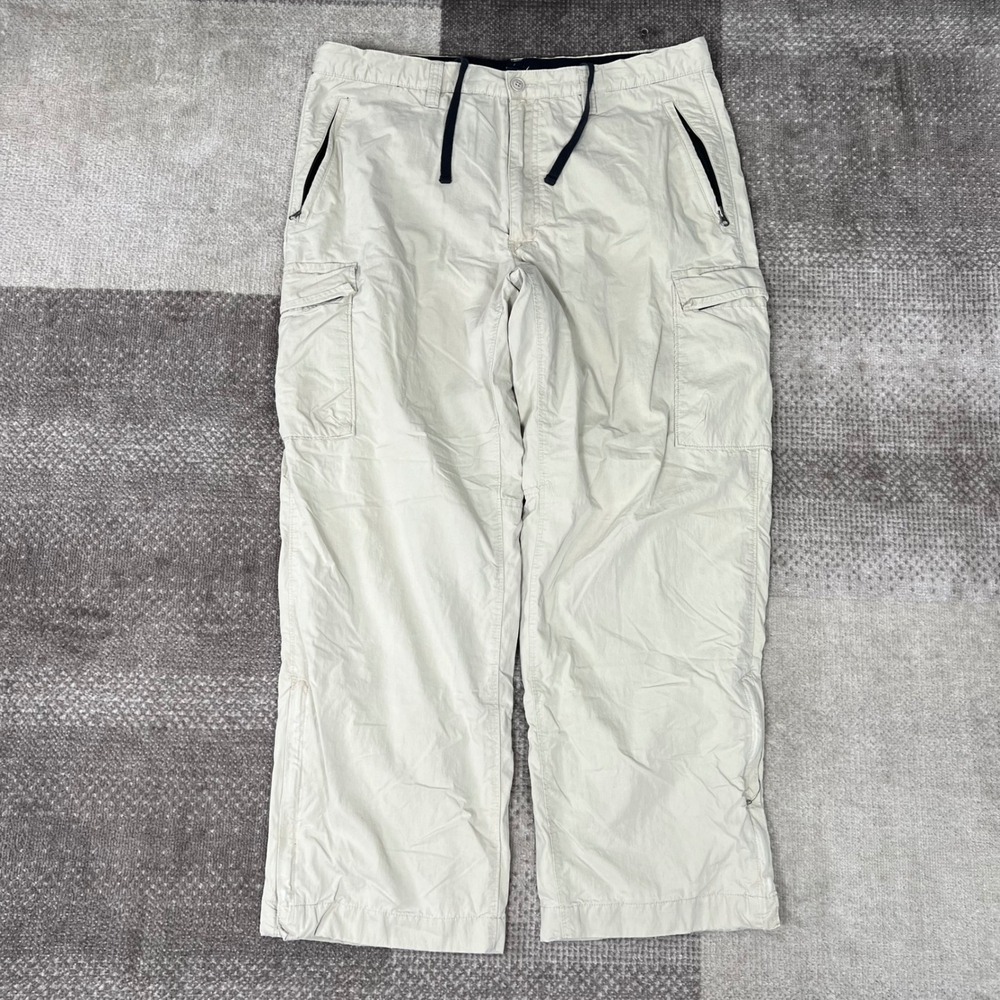 Gap Men's Cargo Pants Khaki Baggy Wide Leg Parachute Drawstring Size XL